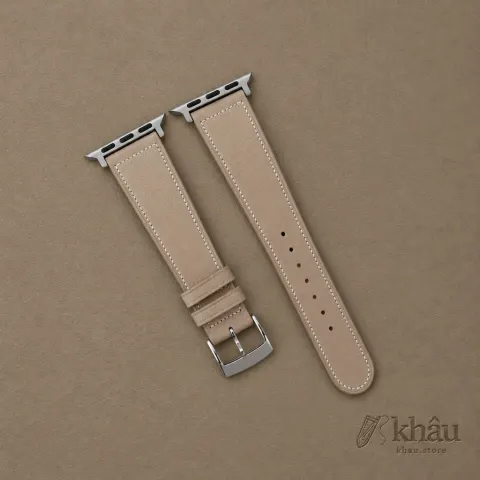 Micro Stitch Beige Peccary Leather Apple Watch Band — front view