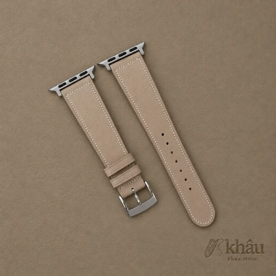 Micro Stitch Beige Peccary Leather Apple Watch Band — front view