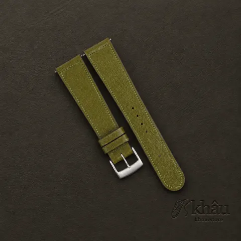 Micro Stitch Light Olive Peccary Leather Watch Strap — front view