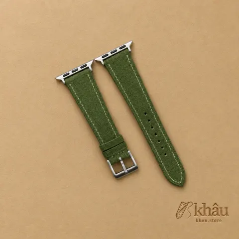 Forest Suede Leather Apple Watch Band — front view