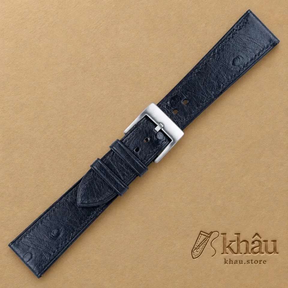 Black Ostrich leather Watch Strap — additional view