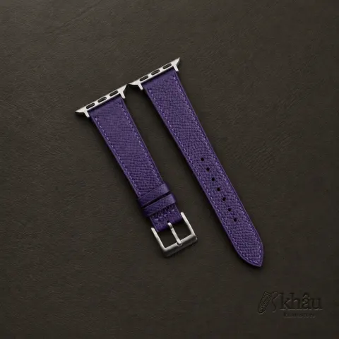 Purple Epsom Calf Leather Apple Watch Band — front view