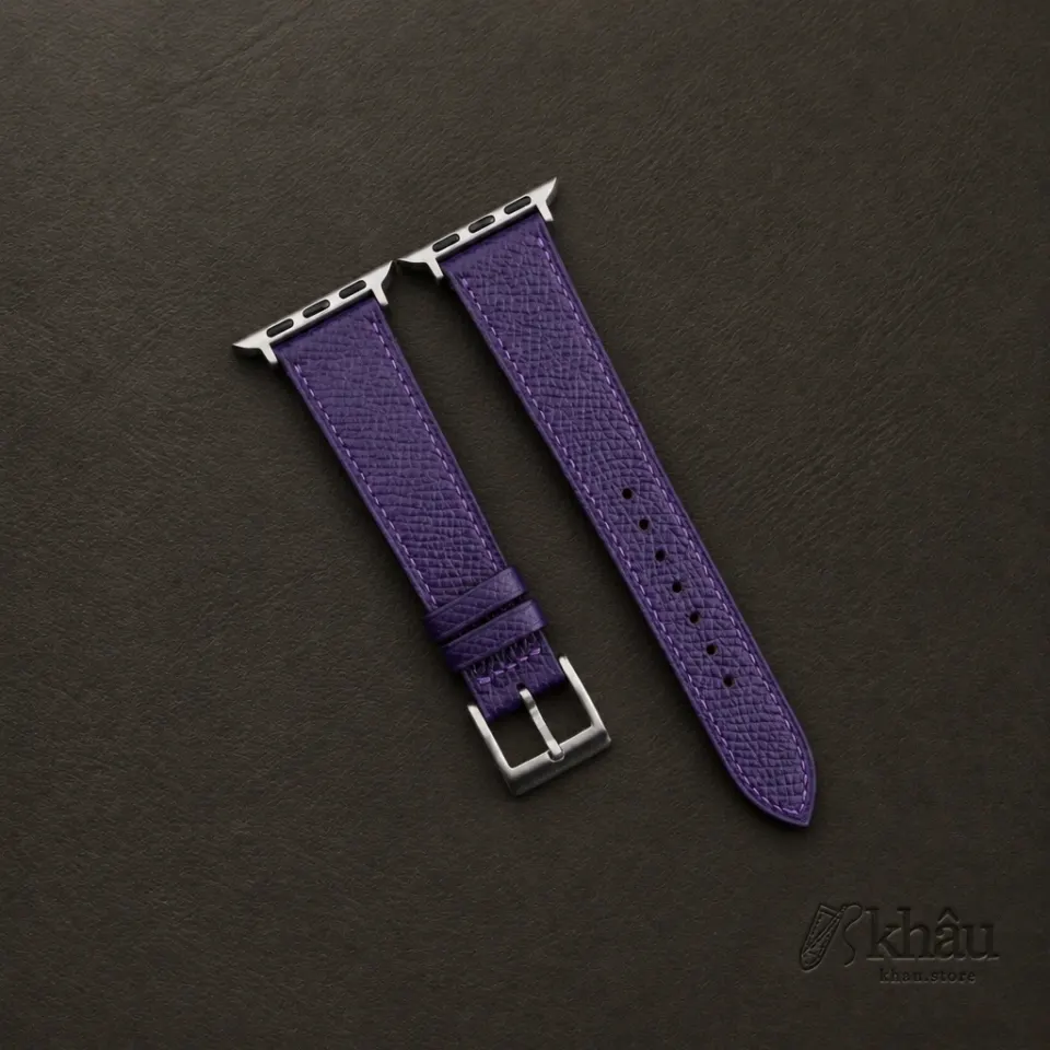 Purple Epsom Calf Leather Apple Watch Band — front view