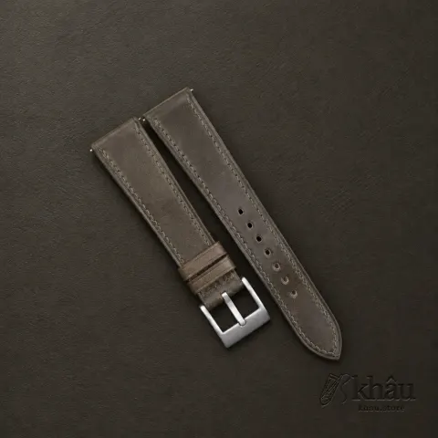 Olive Shell Cordovan Leather Watch Strap — front view