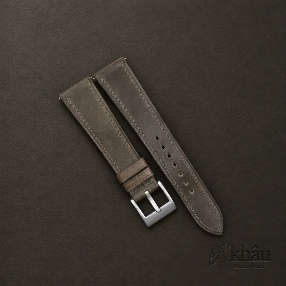 Olive Shell Cordovan Leather Watch Strap — front view