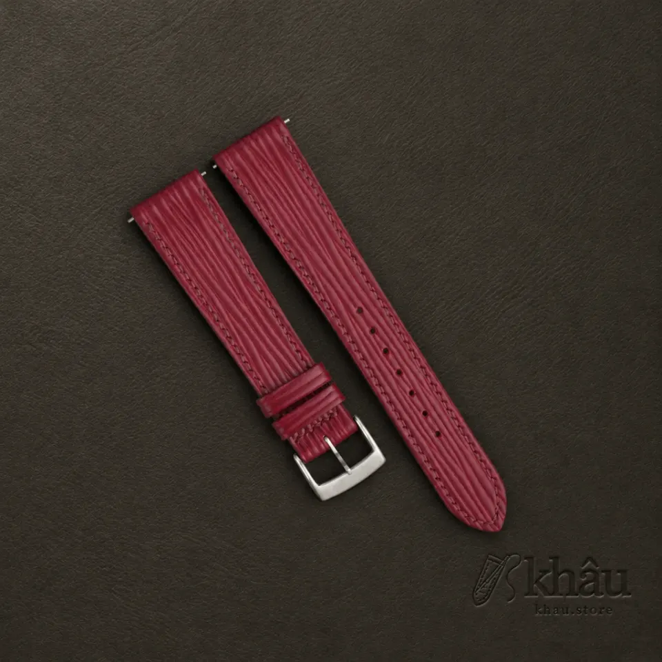 Red Epi Leather Watch Strap — front view