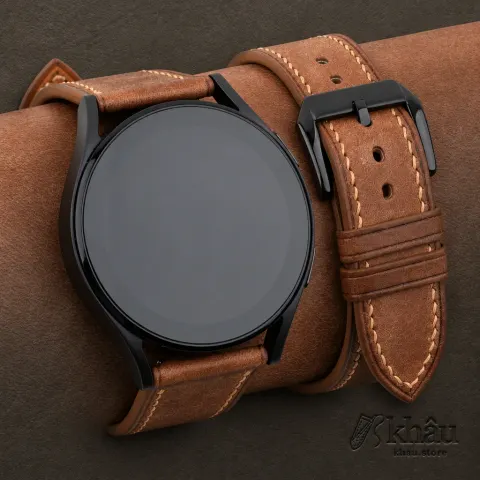 Brown Maya Leather Samsung Watch Band — front view