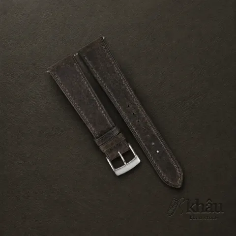 Umber Brown Habana Leather Watch Strap — front view