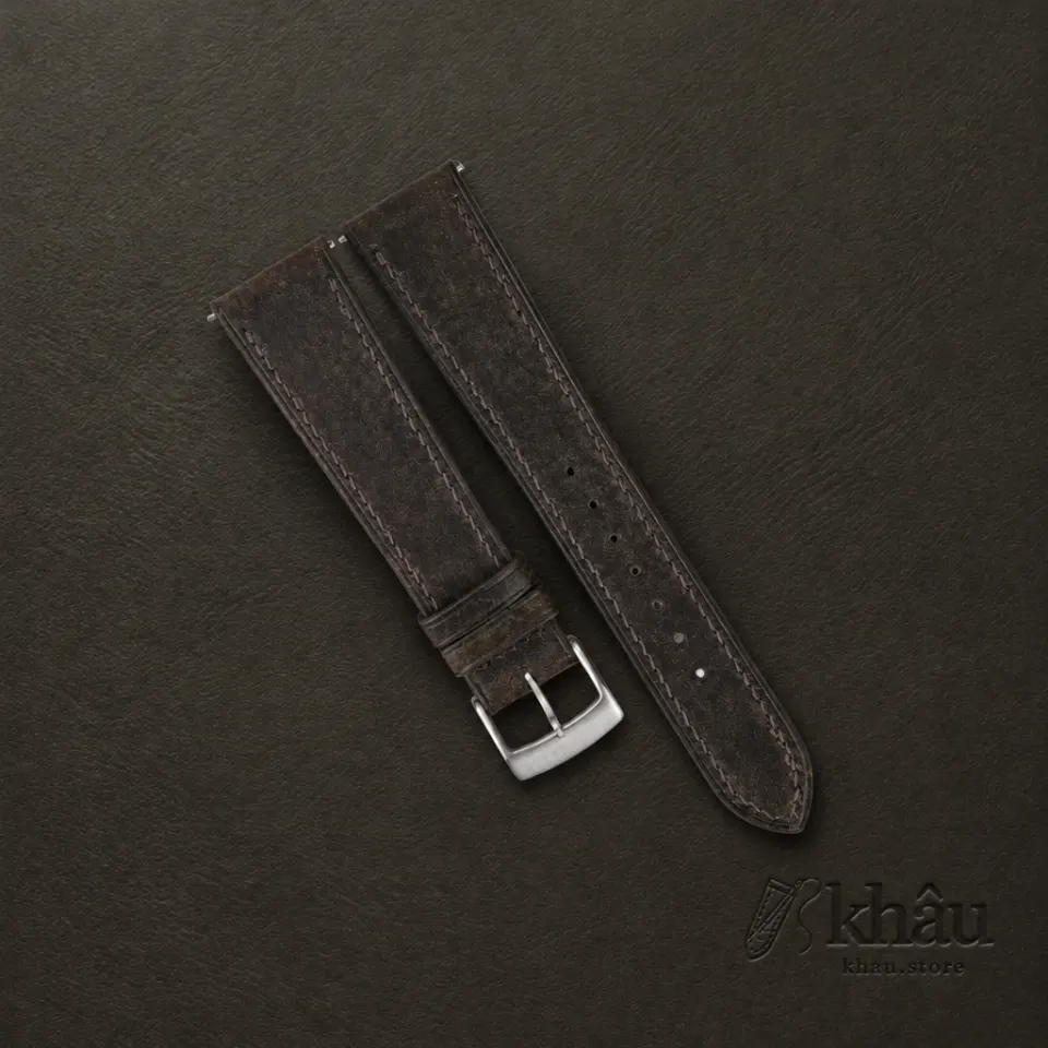 Umber Brown Habana Leather Watch Strap — front view