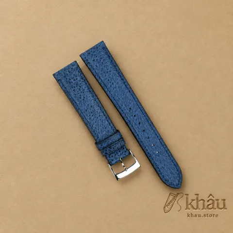 Padded Navy Black Diamond Wagyu Leather Watch Strap — front view