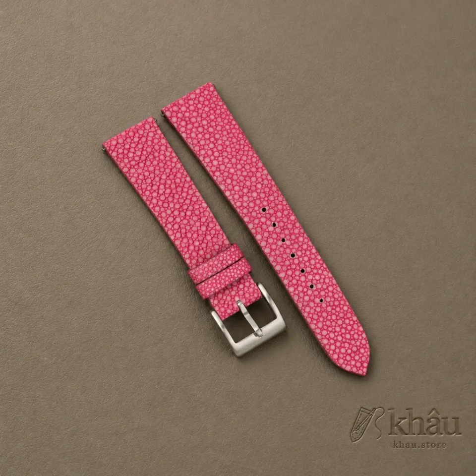 Vintage Pink Stingray Leather Watch Strap — front view