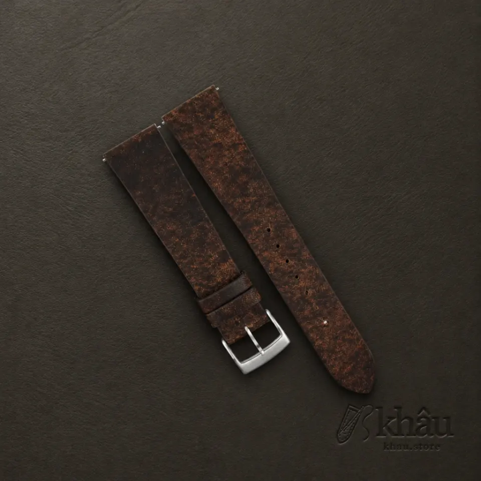 Vintage Tawny Brown Habana Leather Watch Strap — front view