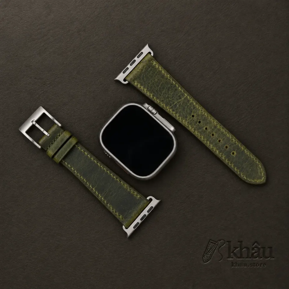 Olive Waxed Badalassi Carlo Leather Apple Watch Ultra Band — additional view