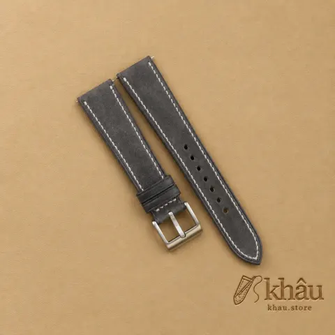 Black Maya Vegetable Tanned Calfskin Leather Watch Strap — front view