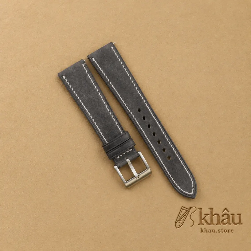 Black Maya Vegetable Tanned Calfskin Leather Watch Strap — front view
