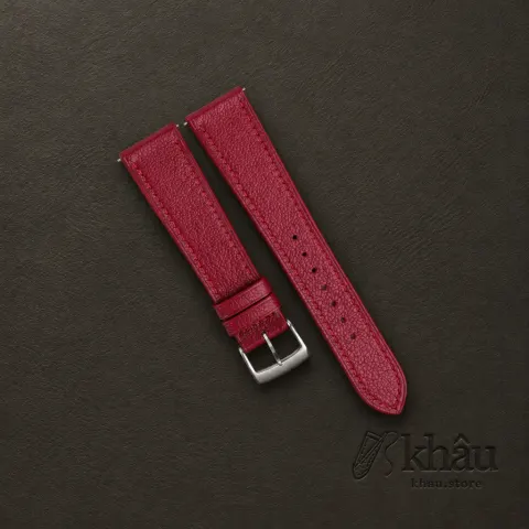 Red Alran Chevre Leather Watch Strap — front view