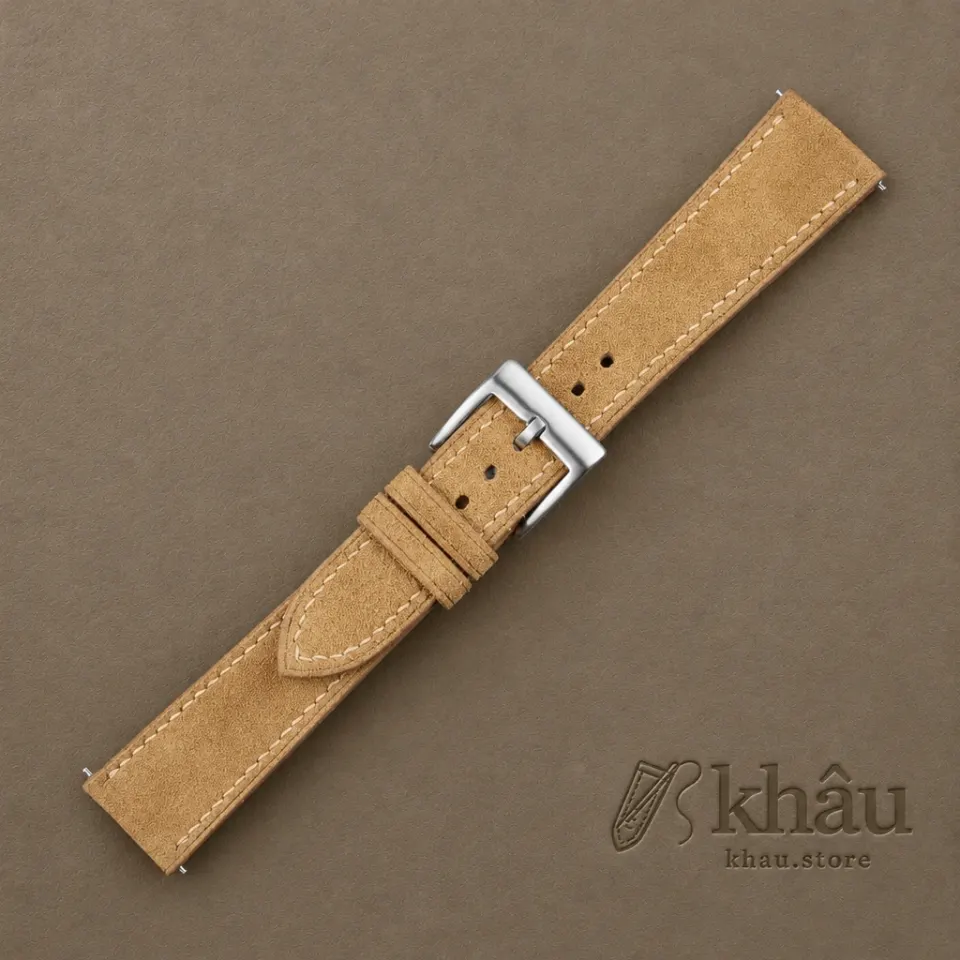 Light Brown Suede Leather Watch Strap — additional view