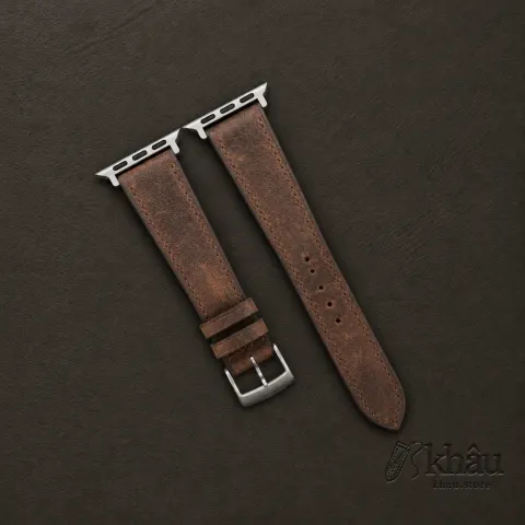 Brown Crazy Horse Leather Apple Watch Band — front view