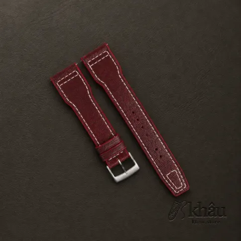 Pilot Red Alran Fat Nat Chevre Goat Leather Watch Strap — front view