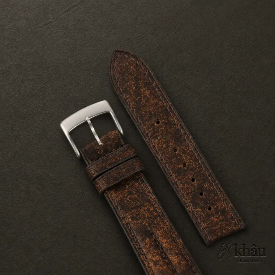 Double Padded Tawny Brown Habana Leather Watch Strap — additional view