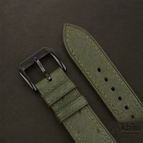 Green Ostrich Leather Samsung Watch Band — additional view