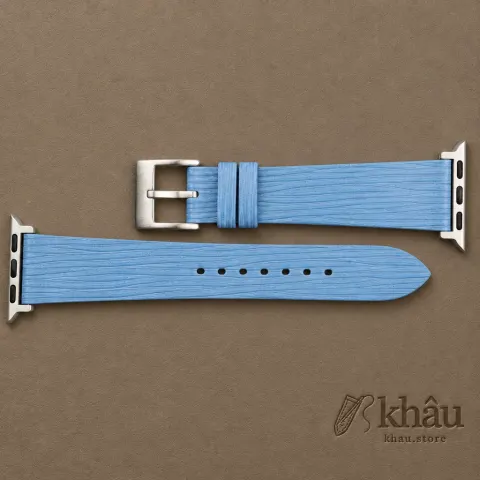 Light Blue Calfskin Apple watch band – Waves Texture — additional view