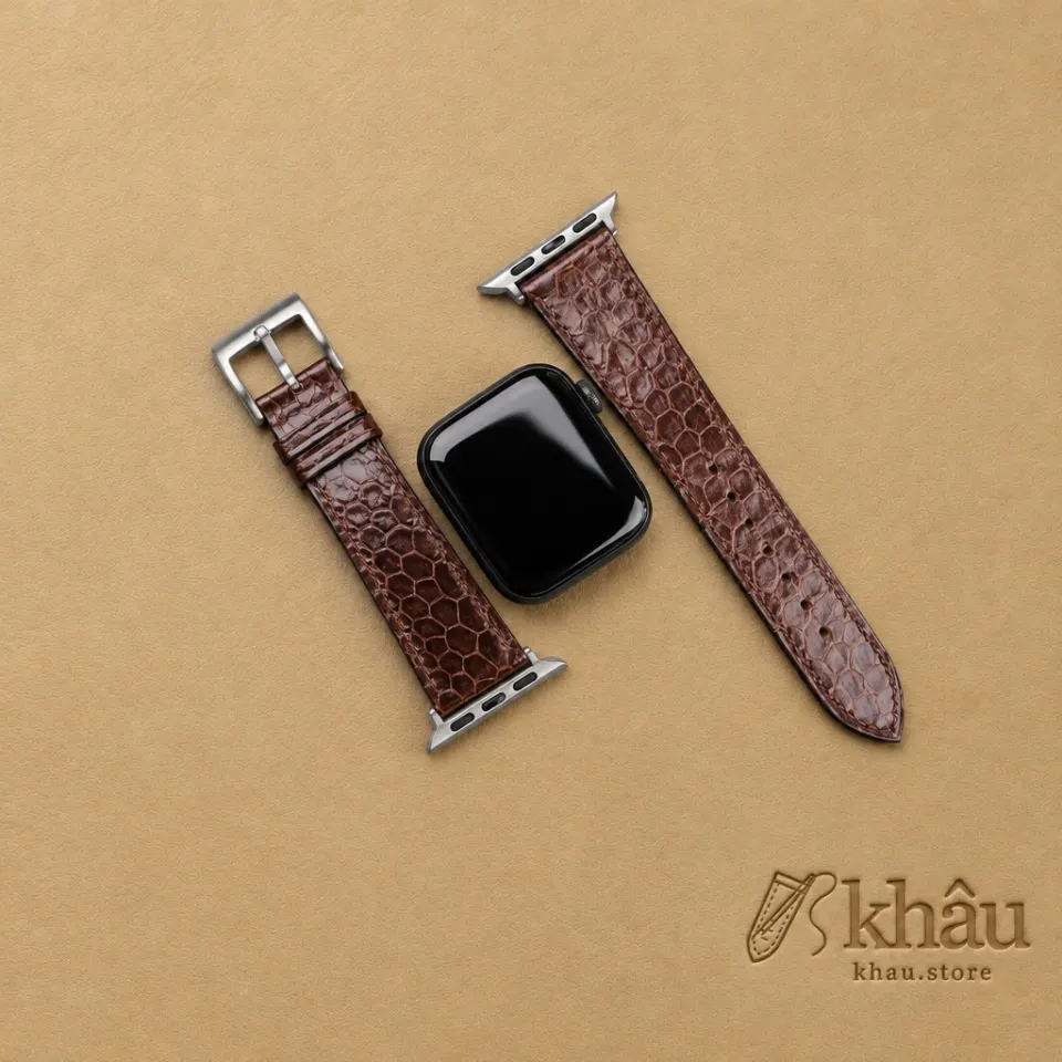 Dark Brown Snake Sea Leather Apple Watch Band — additional view