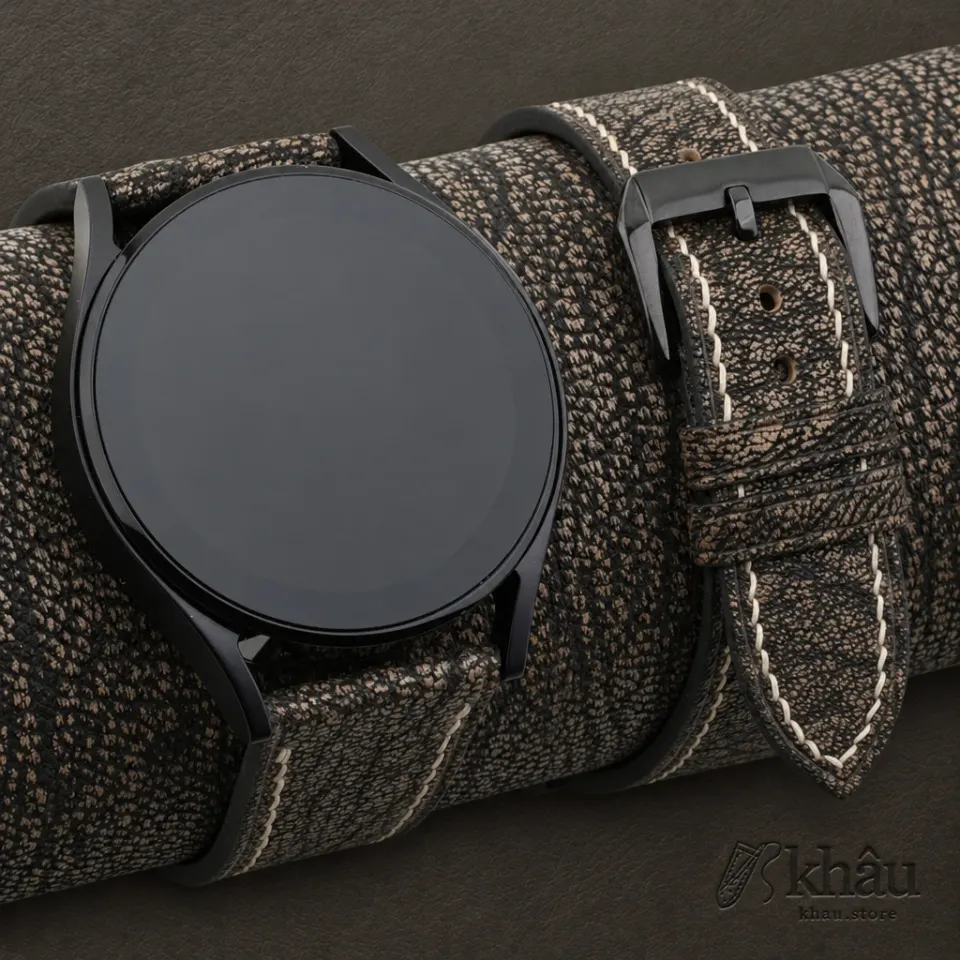 Alran Fat Nat Chevre Goat Brown Leather Samsung Watch Band — front view