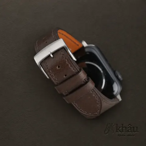 Umber Brown Box Calf Leather Apple Watch Band — additional view