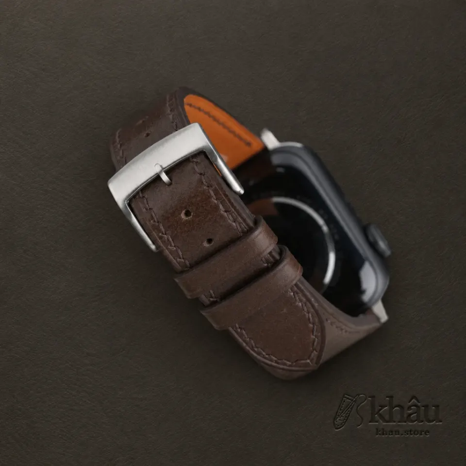 Umber Brown Box Calf Leather Apple Watch Band — additional view