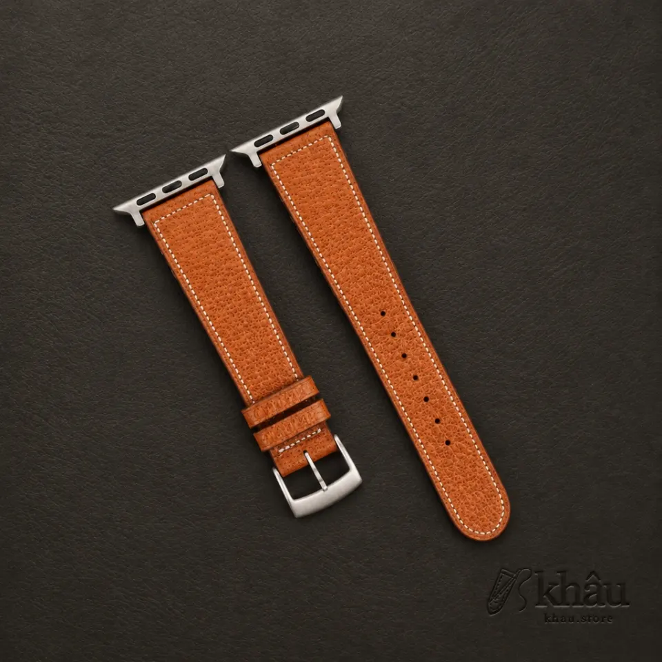 Micro Stitch Cognac Peccary Leather Apple Watch Band — front view