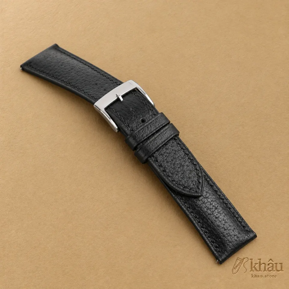Padded Black Peccary Leather Watch Strap — additional view