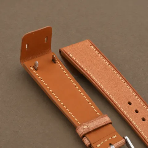 Beige Babele Leather Fixed Bars Watch Strap — additional view