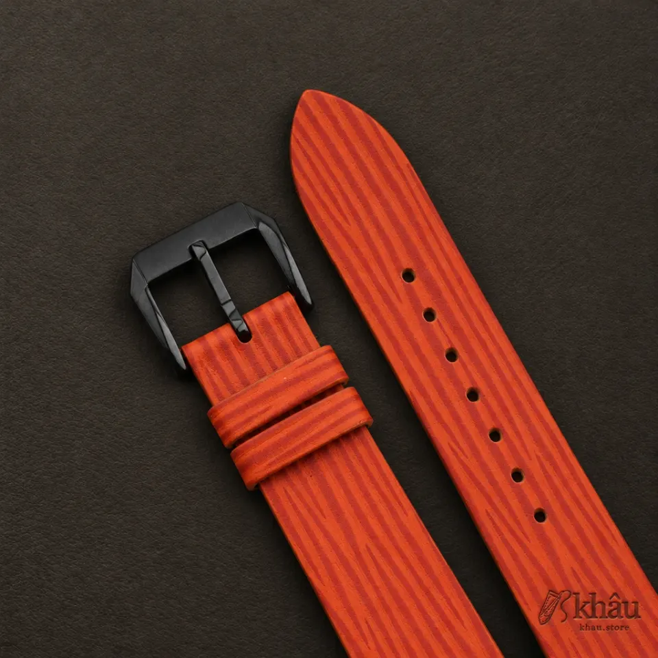 Orange Calfskin Leather Samsung Watch Band – Wave Texture — additional view