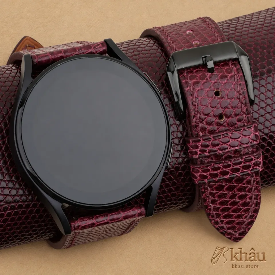 Burgundy Lizard Leather Samsung Watch Band — front view