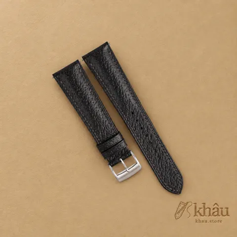 Padded Chocolate Peccary Leather Watch Strap — front view