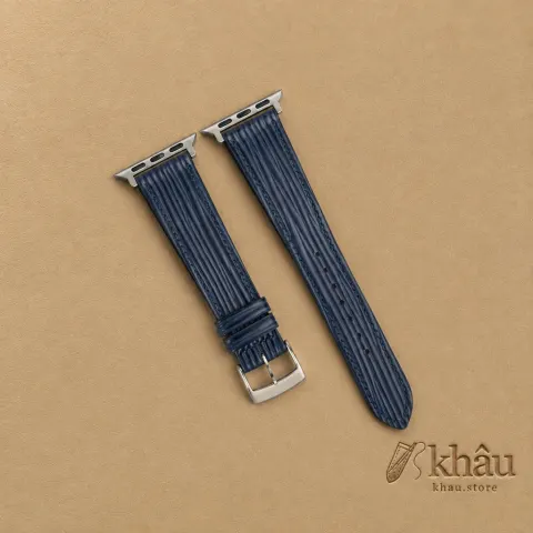 Navy Epi Leather Apple Watch Band — front view