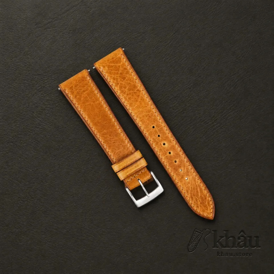 Whiskey Badalassi Carlo Waxed Leather Watch Strap — front view