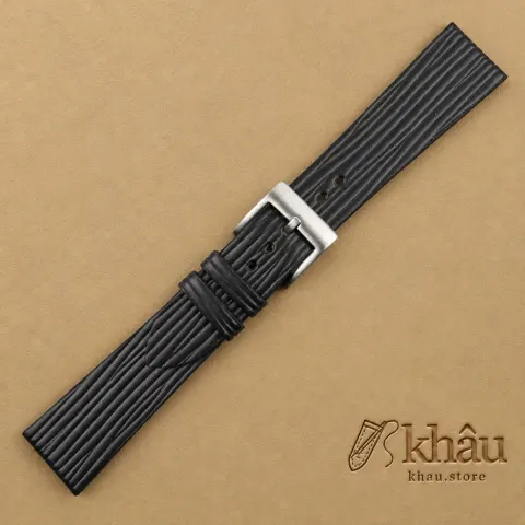 Black Calfskin Watch Strap – Waves Texture — additional view