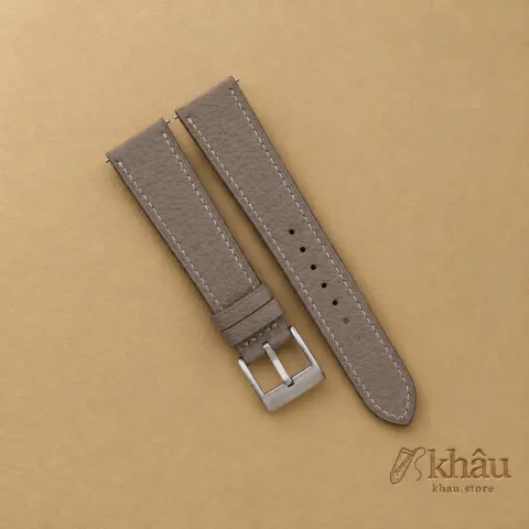 Cement Togo Leather Watch Strap — front view