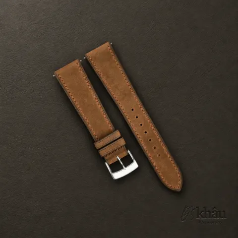 Spanish Brown Crazy Horse Leather Watch Strap — front view