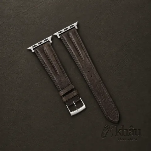 Double Padded Umber Brown Habana Leather Apple Watch Band — front view
