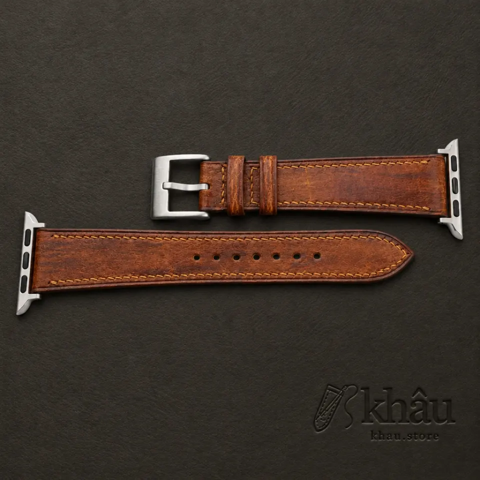 Patina Golden Vachetta Leather Apple Watch Band — additional view