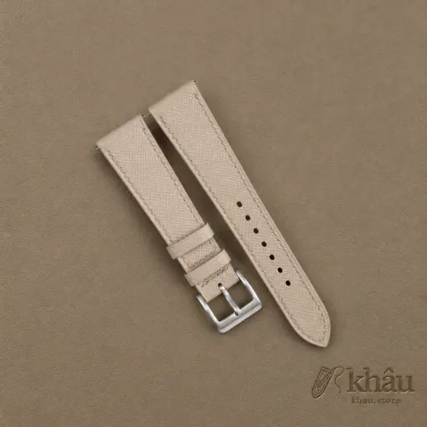 Cream Saffiano Leather Watch Strap — front view