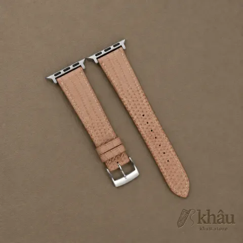 Light Brown Lizard Leather Apple Watch Band — front view