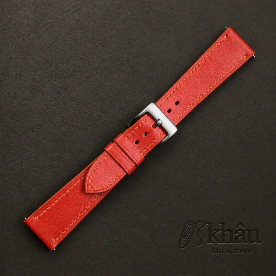 Box Calf Orange Red Leather Watch Strap — additional view