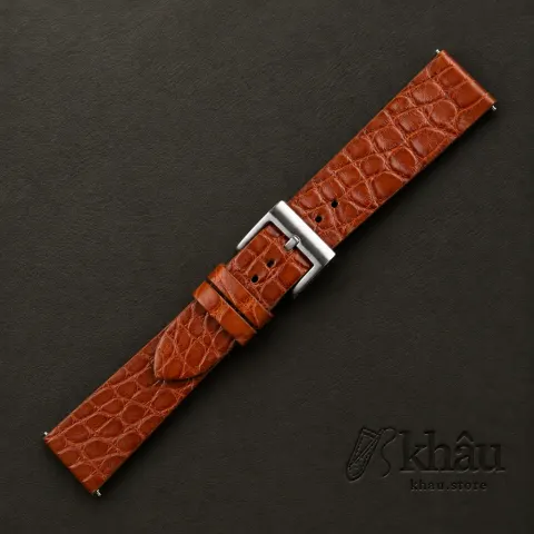 Vintage Cognac Alligator Round Scales Leather Watch Strap — additional view