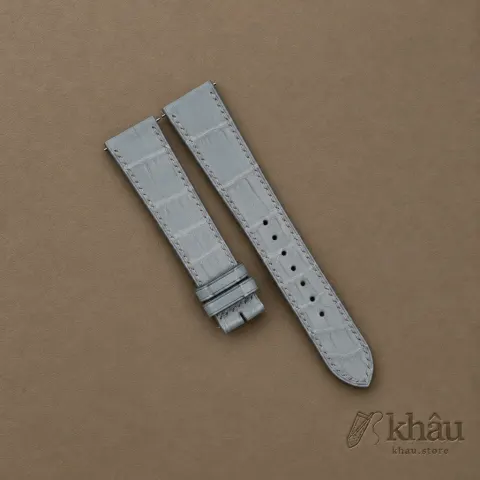 Light Grey Alligator Leather Watch Strap — front view