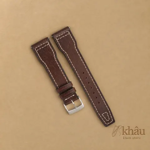Pilot Dark Brown Pueblo Leather Watch Strap — front view