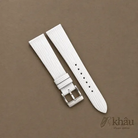 White Calfskin Watch Strap – Waves Texture — front view